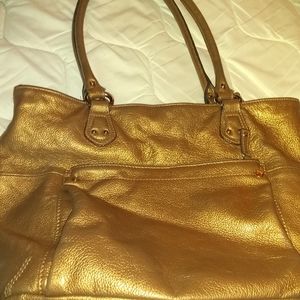 Gold leather bag